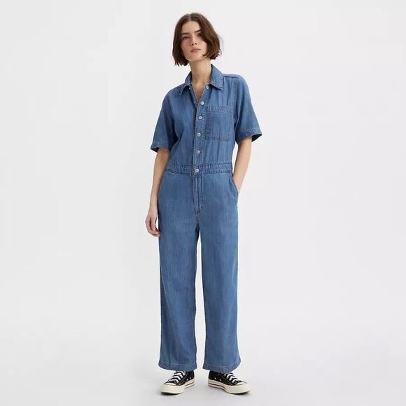 Levi’s Strauss Pants - Levi’s Strauss Denim Jumpsuit Sz L Button Down Stretch